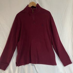 Polo Ralph Lauren, pullover, 1/4 zipper-collar,  dark red men’s size Lg.
